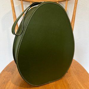 Antique 1950's Large green leather vintage hatbox/ purse